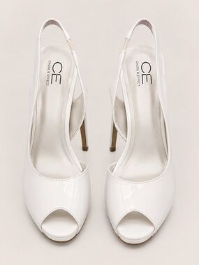 eye candy White Peep-Toe Slingback Mules
